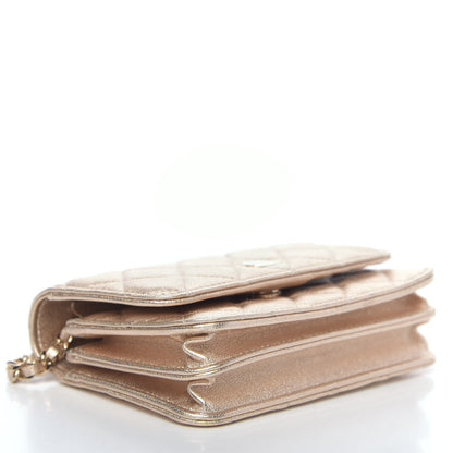 Chanel Metallic Lambskin Quilted Mini Wallet On Chain WOC Gold 4 of 11