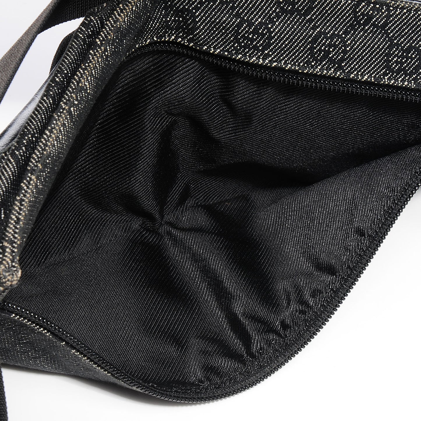 Denim Monogram Double Pocket Belt Bag Black