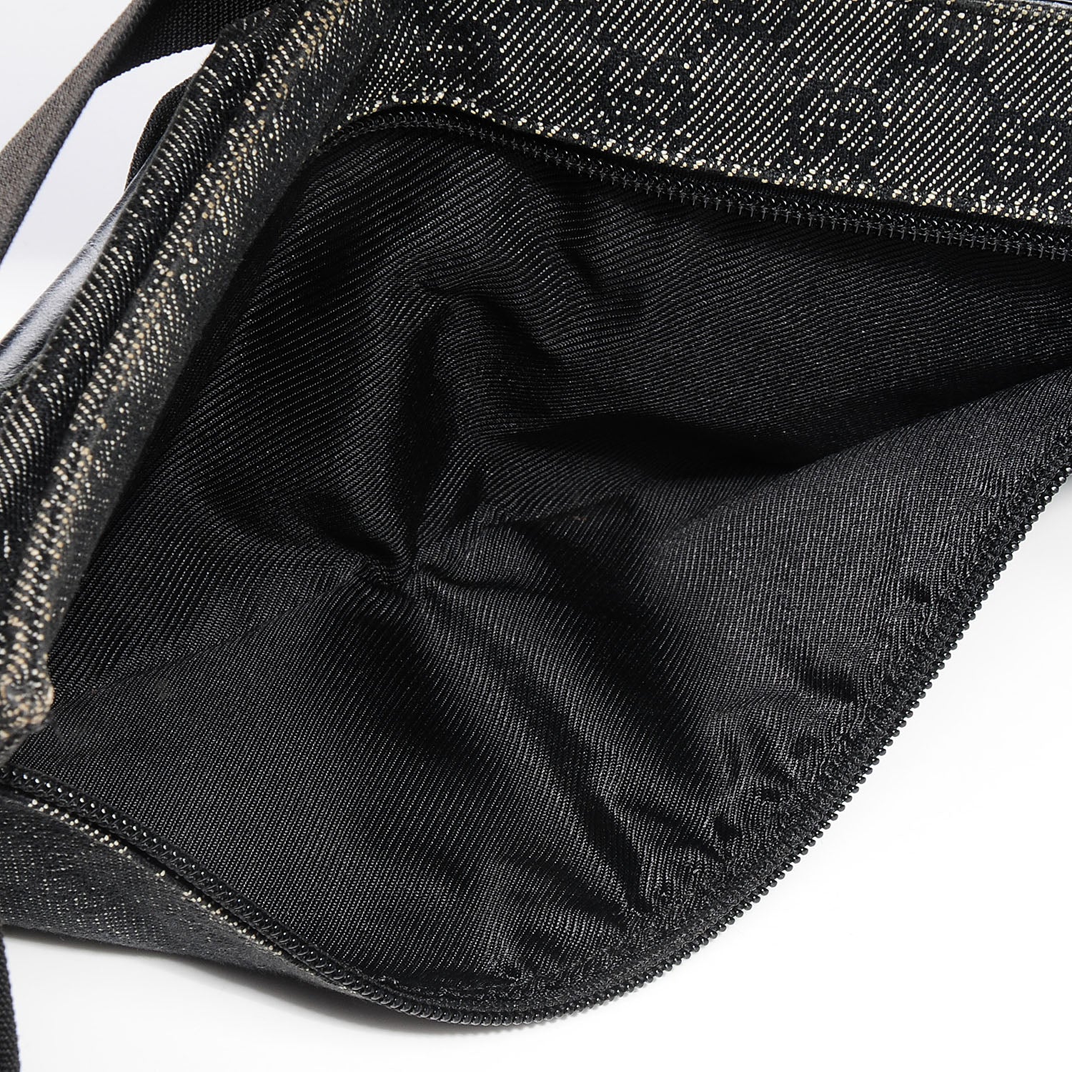 Gucci Denim Monogram Double Pocket Belt Bag Black 5 of 8