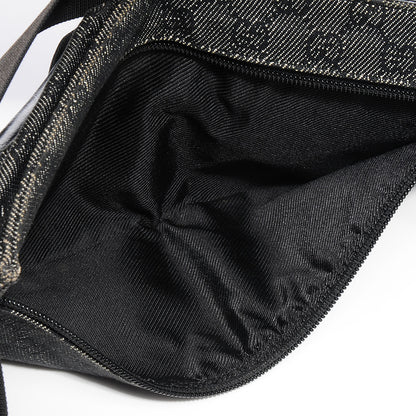 Gucci Denim Monogram Double Pocket Belt Bag Black 5 of 8