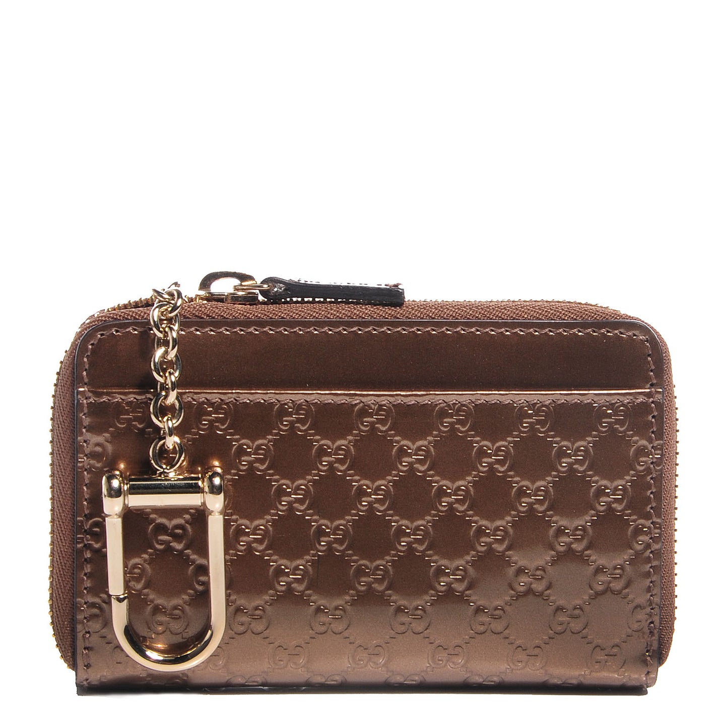 Shine Microguccissima Zip Around Key Ring Coin Case Acero