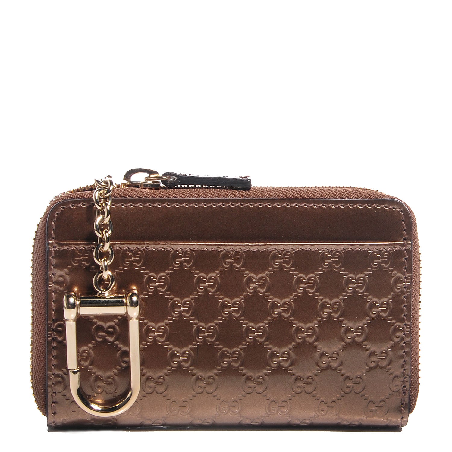 Gucci Shine Microguccissima Zip Around Key Ring Coin Case Acero 1 of 8