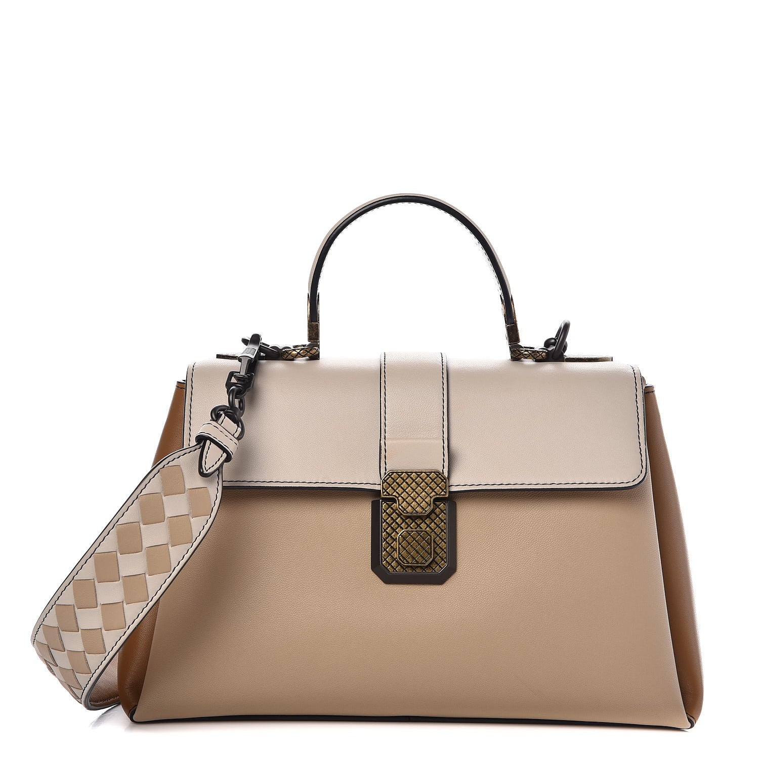 Bottega Veneta Nappa Small Bicolor Piazza Bag Mink 1 of 8