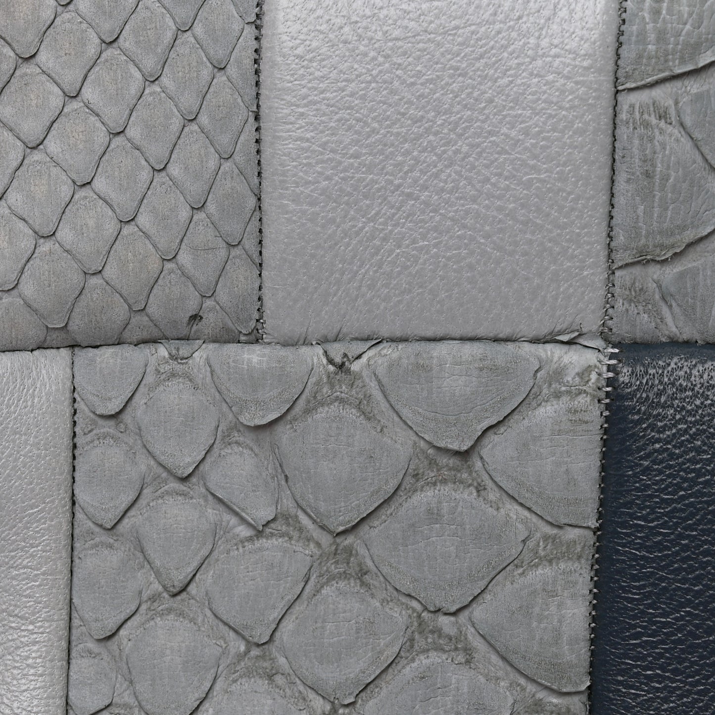 Snakeskin Lambskin Patchwork Small Flap Blue