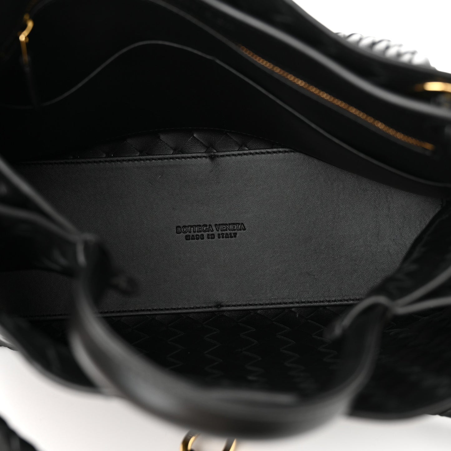 Nappa Intrecciato Medium Andiamo Shoulder Bag Black