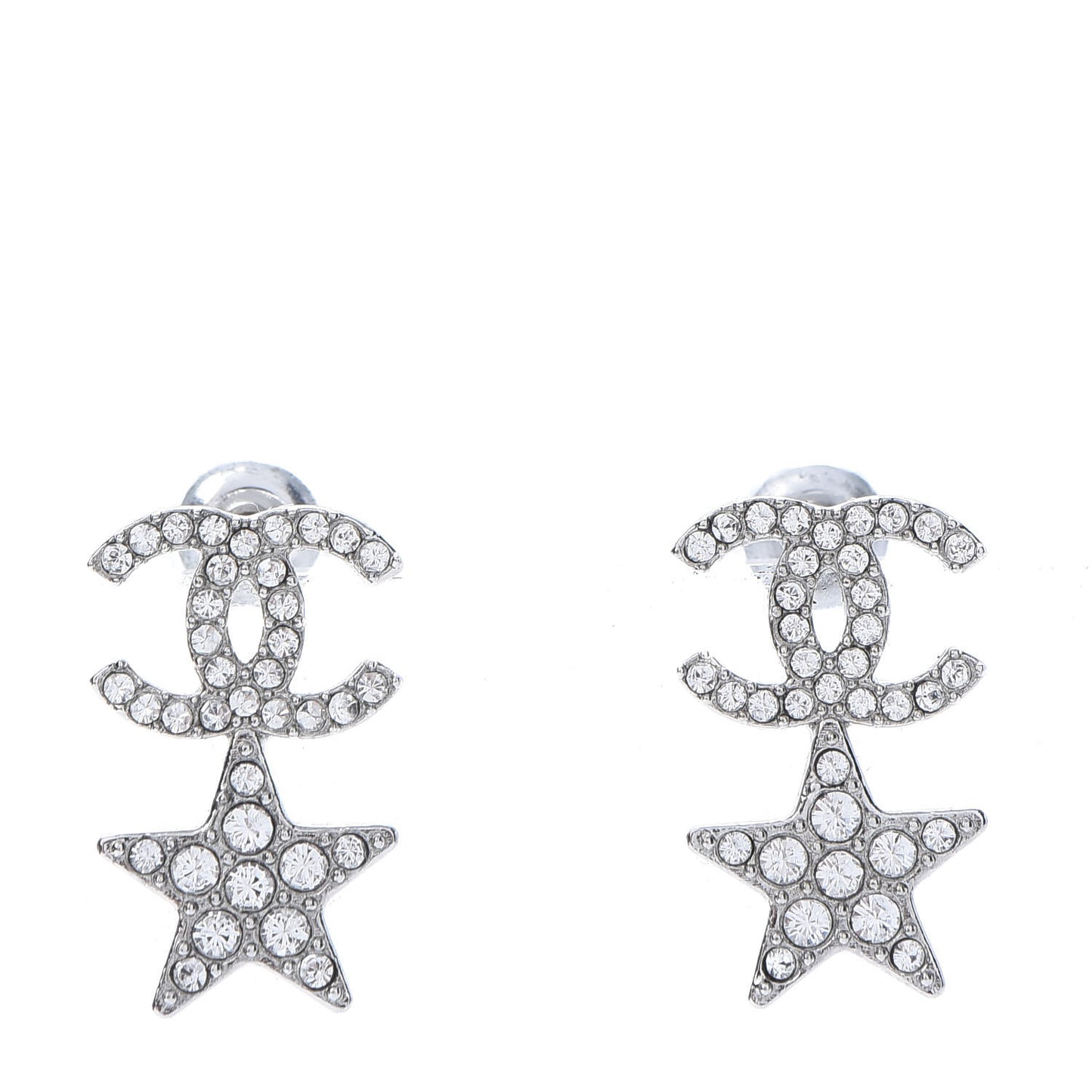 Crystal CC Star Earrings Silver