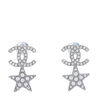 Chanel Crystal CC Star Earrings Silver 1 of 5