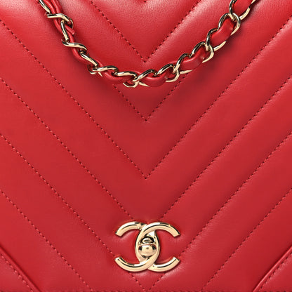 Chanel Calfskin Chevron Quilted Large Statement Flap Red 7 of 9