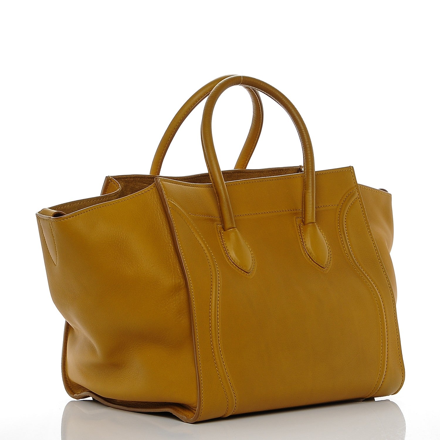 Celine Supple Calfskin Medium Phantom Luggage Curry 3 of 9