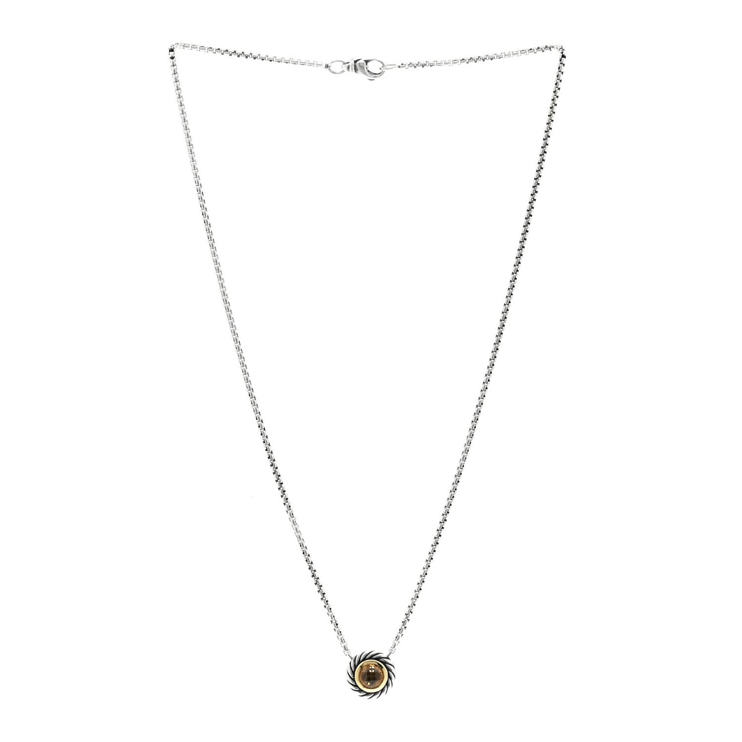 David Yurman Sterling Silver 18K Yellow Gold Citrine Cookie Necklace 3 of 5