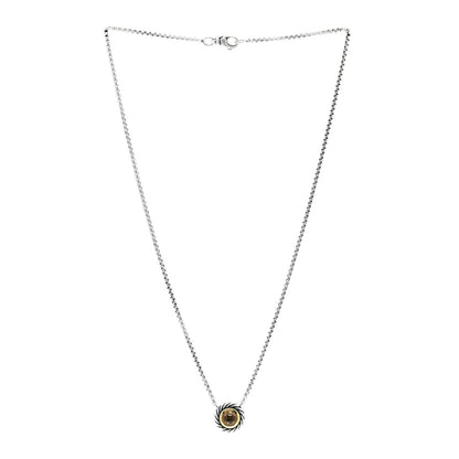 David Yurman Sterling Silver 18K Yellow Gold Citrine Cookie Necklace 3 of 5
