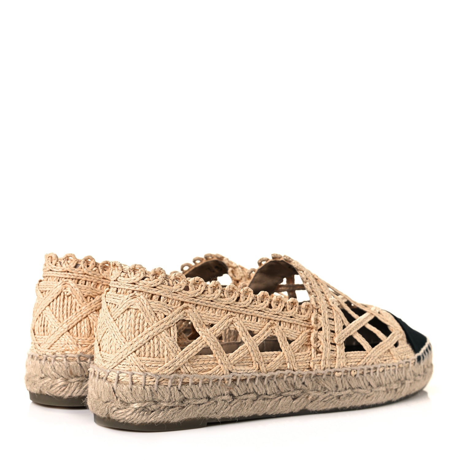 Chanel Woven Fabric Grosgrain CC Espadrilles 39 Beige Black 4 of 9