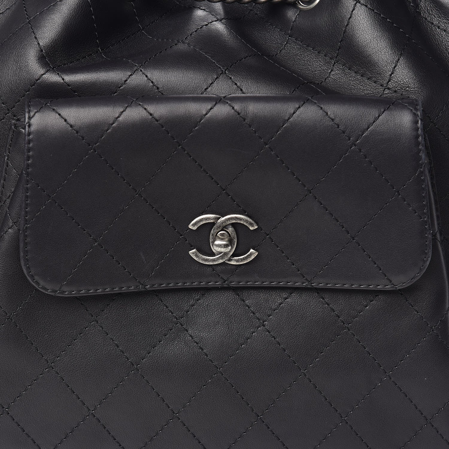 Chanel Calfskin Stitched Large Urban Luxury Drawstring Backpack Black 10 of 10