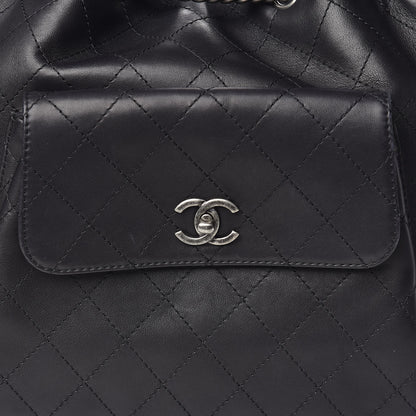 Chanel Calfskin Stitched Large Urban Luxury Drawstring Backpack Black 10 of 10