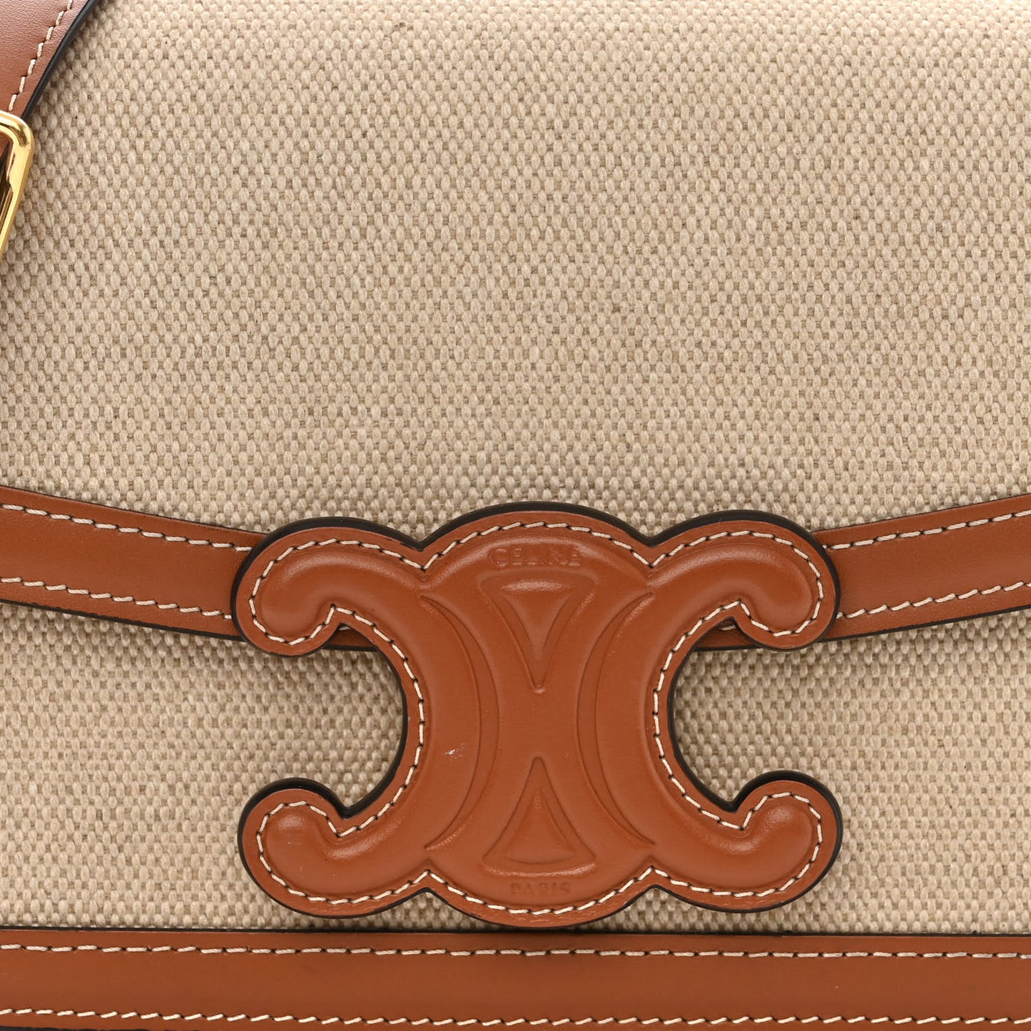 Textile Natural Calfskin Teen Triomphe Tan White