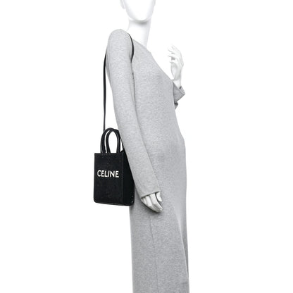 Celine Sequin Calfskin Mini Vertical Cabas Black White 2 of 8