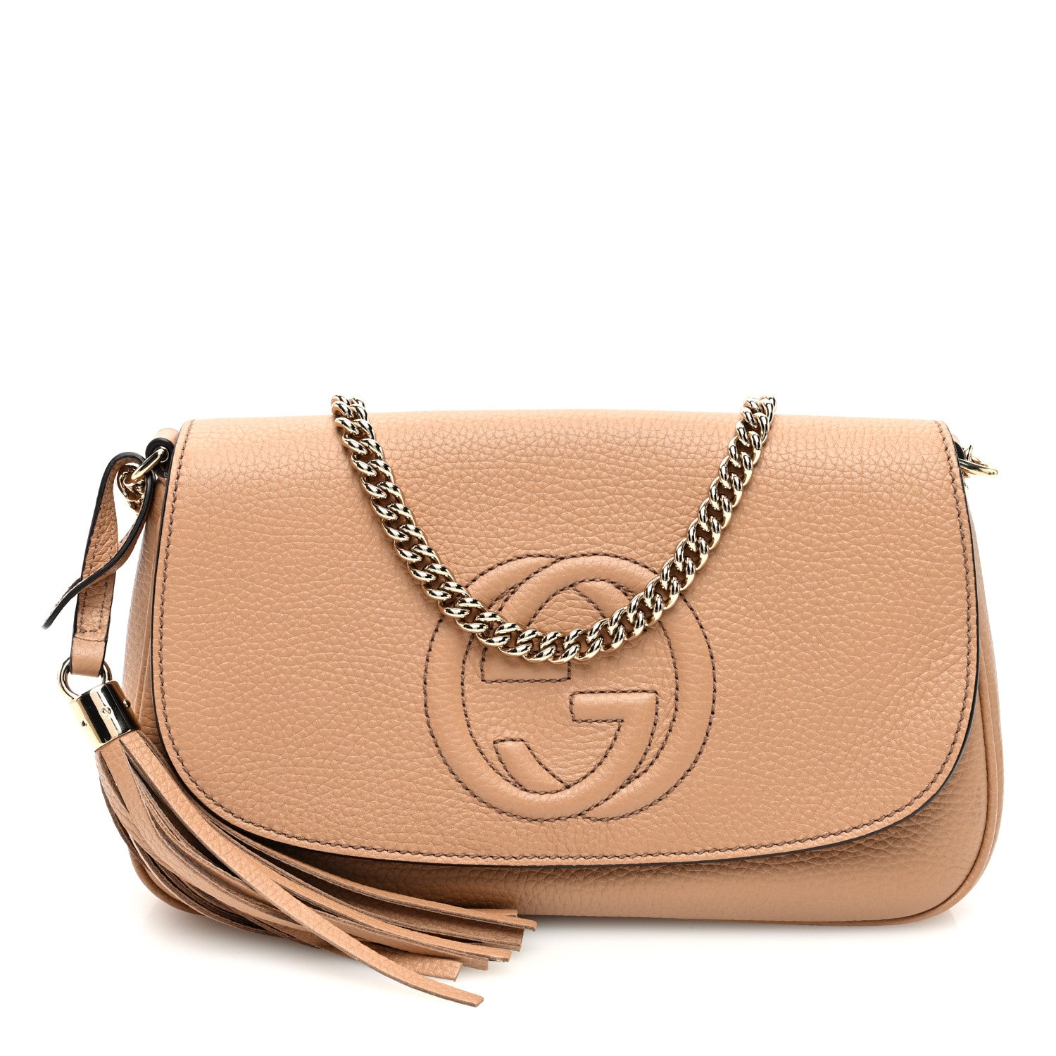 Gucci Pebbled Calfskin Medium Soho Flap Crossbody Camelia 1 of 10