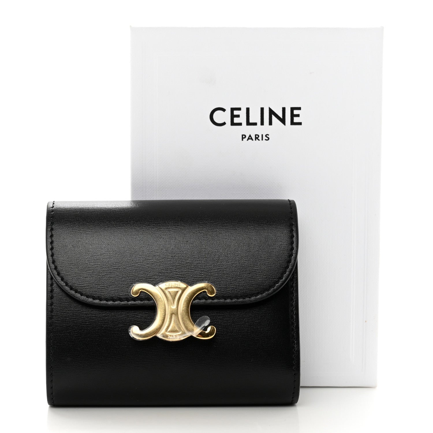 Celine Shiny Calfskin Small Triomphe Wallet Black 8 of 8