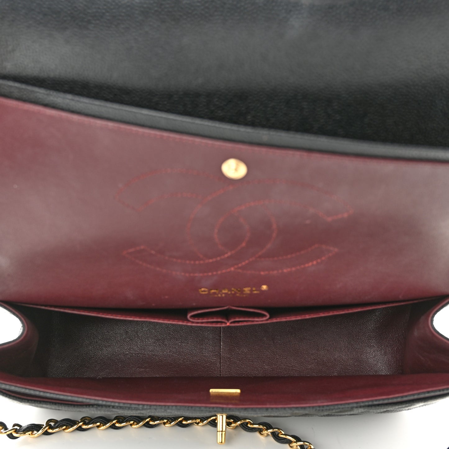 Caviar Quilted Jumbo Double Flap Black
