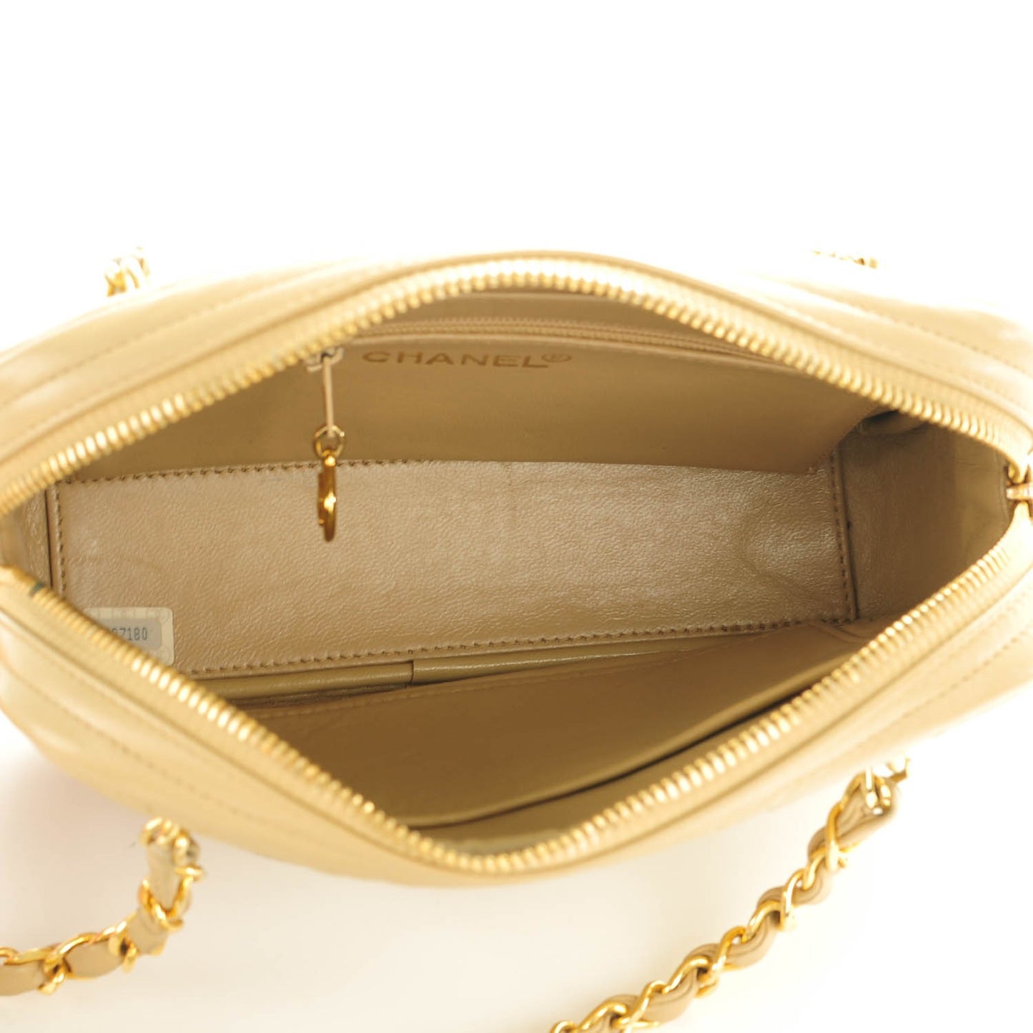 Lambskin Quilted Camera Case Beige