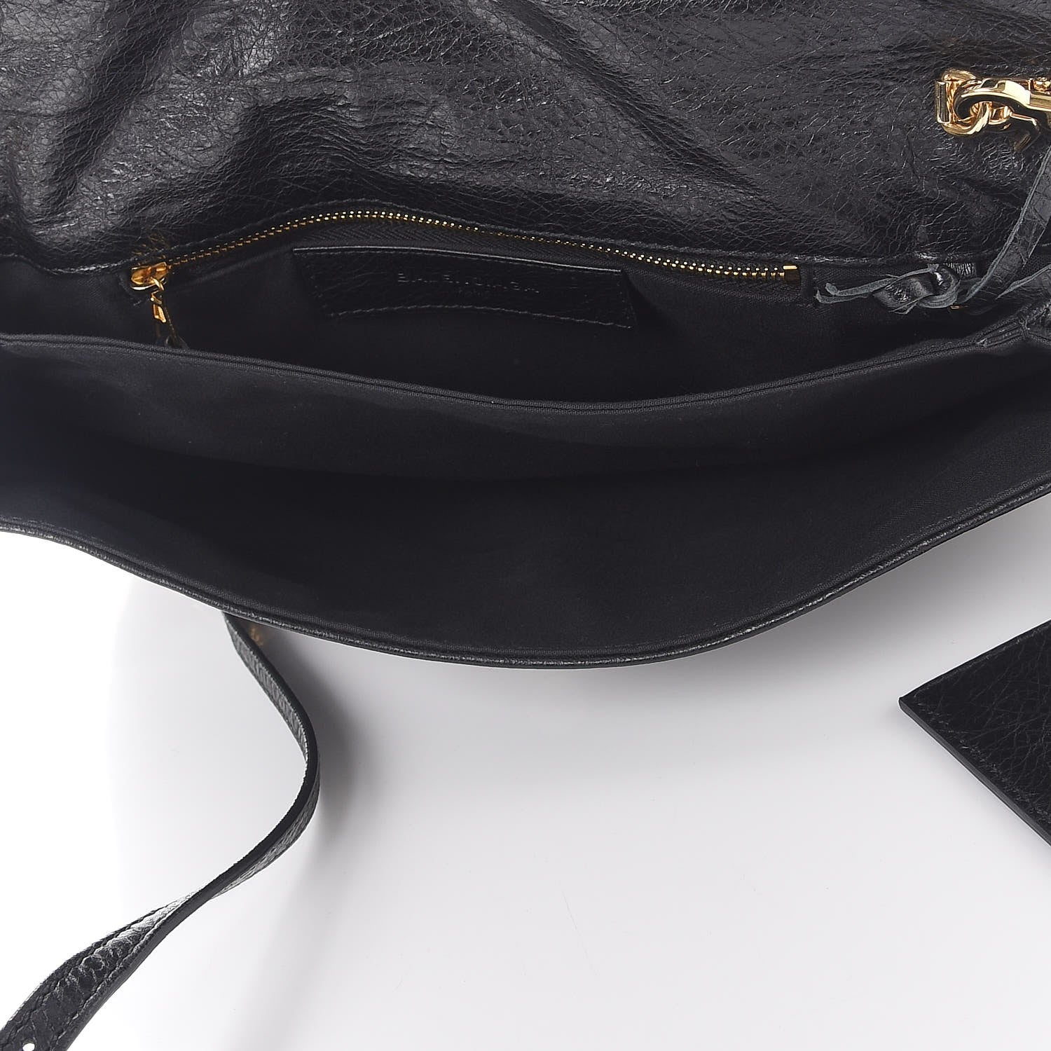 Balenciaga Agneau Giant 12 Gold Hardware Envelope Strap Clutch Black 5 of 7