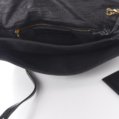 Balenciaga Agneau Giant 12 Gold Hardware Envelope Strap Clutch Black 5 of 7
