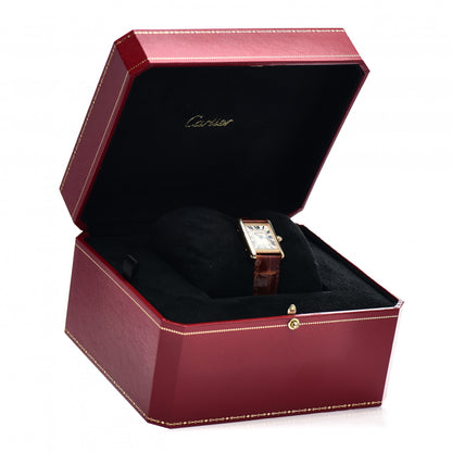 Cartier 18K Yellow Gold Alligator 22mm Tank Louis Quartz Watch Brown 5 of 5