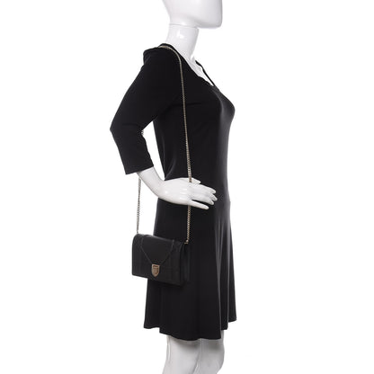 Christian Dior Grained Calfskin Diorama Wallet on Chain Pouch Black 2 of 9