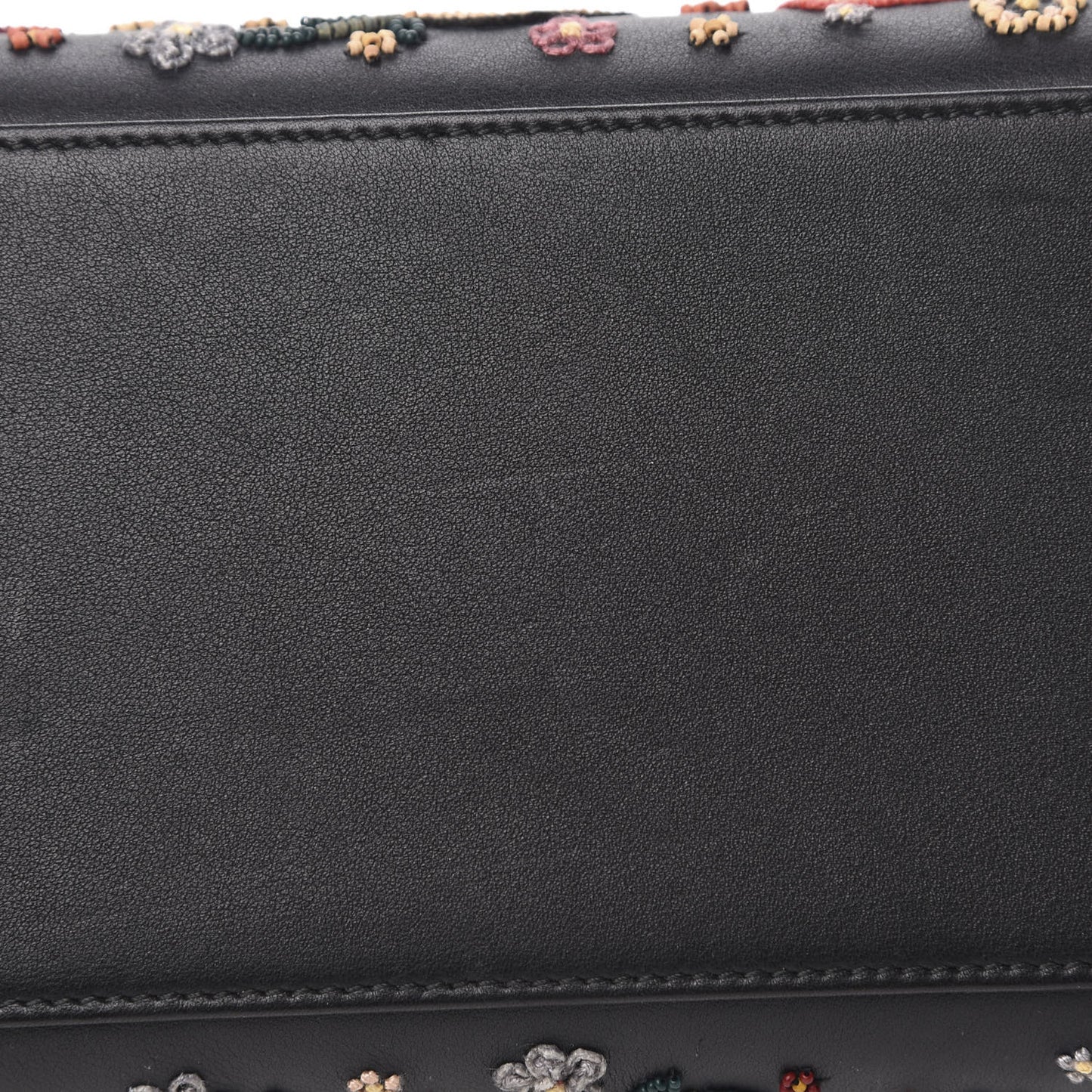 Smooth Calfskin Embroidered Beaded Floral Medium Lady Dior Black Multicolor