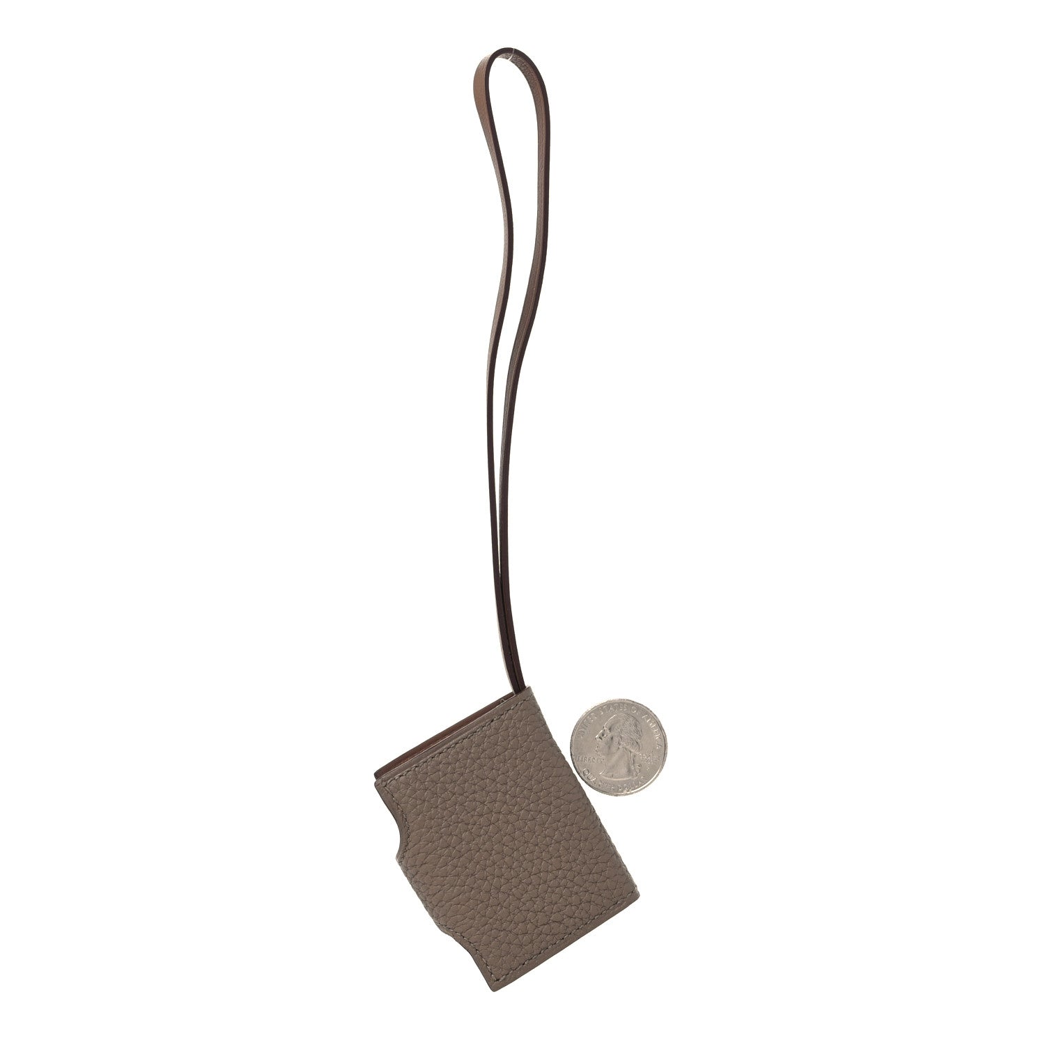 Hermes Togo Swift Verso Ulysse Nano Bag Charm Etoupe Alezan 2 of 5