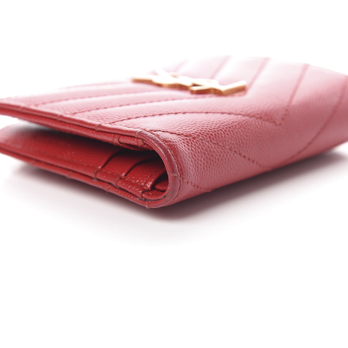 Grain De Poudre Matelasse Chevron Monogram Zipped Card Case Rouge