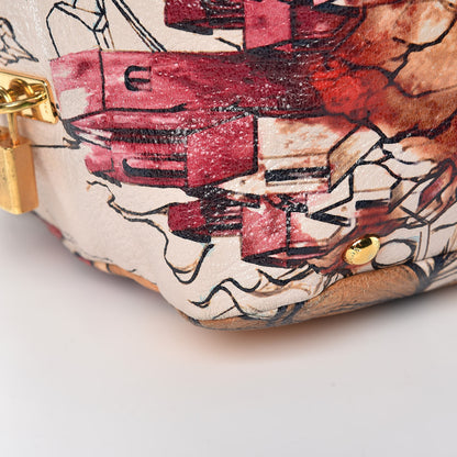 Prada X JAMES JEAN Cervo Lux Fairy Print Large Double Handle Boston Bag Prugna 9 of 14