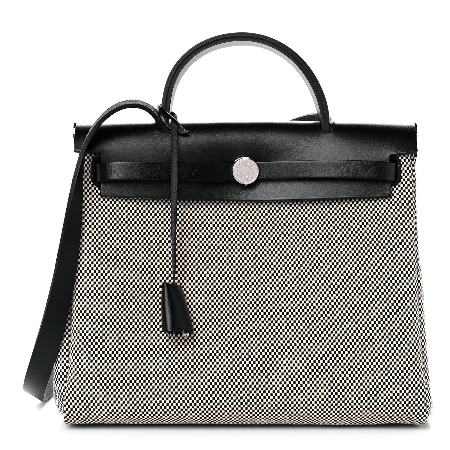 Hermes Vache Hunter Criss Viking Herbag Zip Retourne 31 PM Ecru Black 1 of 11