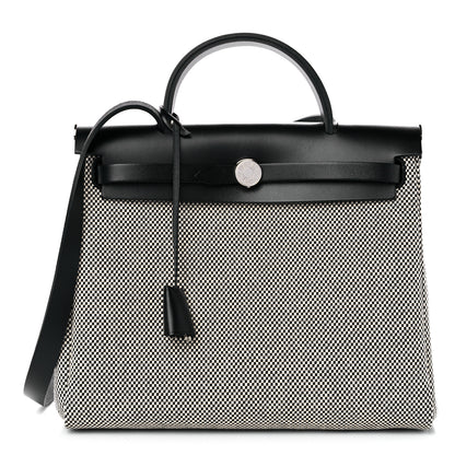 Hermes Vache Hunter Criss Viking Herbag Zip Retourne 31 PM Ecru Black 1 of 11