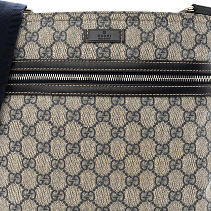 Gucci GG Supreme Monogram Small Flat Side Zip Messenger Bag Beige Blue 8 of 10