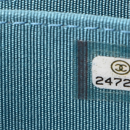 Chanel Metallic Caviar Quilted Boy Zip Around Coin Purse Wallet Turquoise 7 of 8