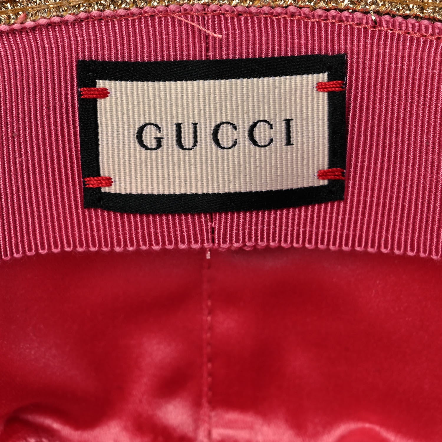 Gucci Glittered Straw Grosgrain Wide Brim Hat S Gold Black 7 of 9