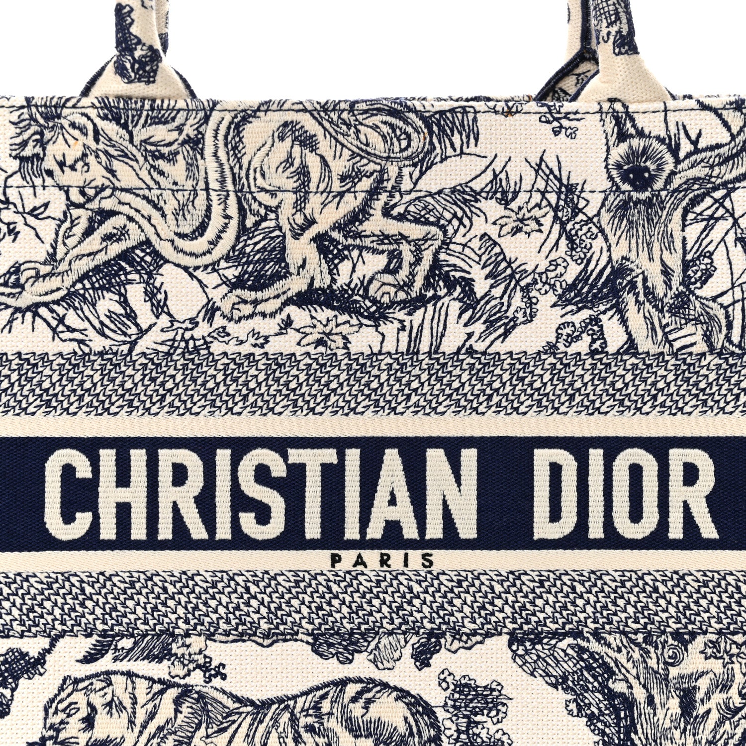 Christian Dior Canvas Embroidered Medium Dioriviera Toile De Jouy Reverse Book Tote Blue 8 of 13