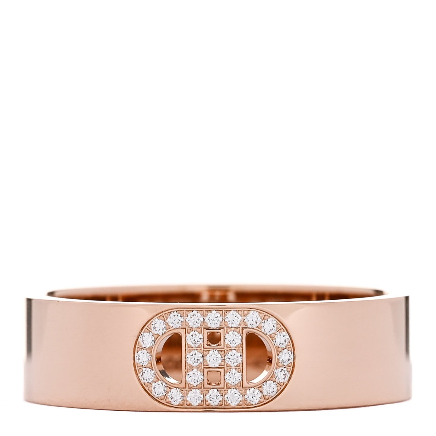 18K Rose Gold Diamond PM H D'Ancre Ring 57 8