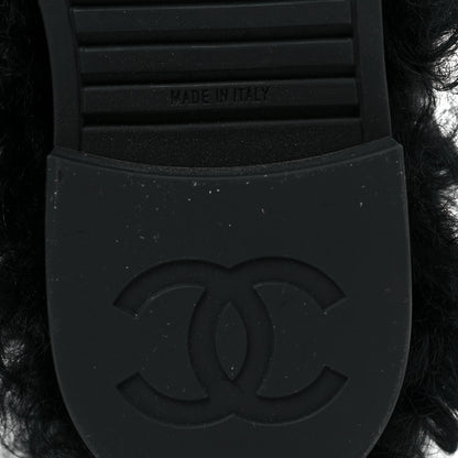 Chanel Shearling Sheepskin High Boots 38.5 Black 6 of 8