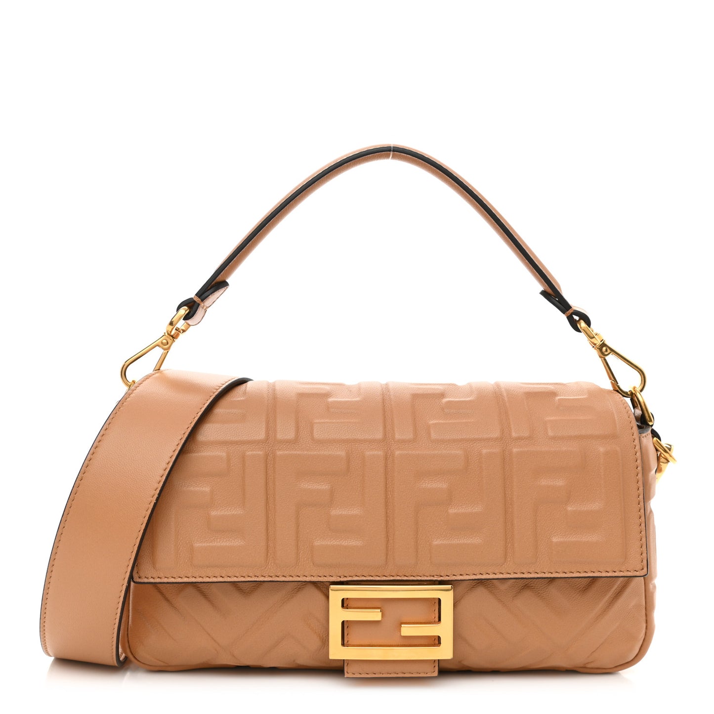 Nappa FF 1974 Embossed Baguette Miele Scuro