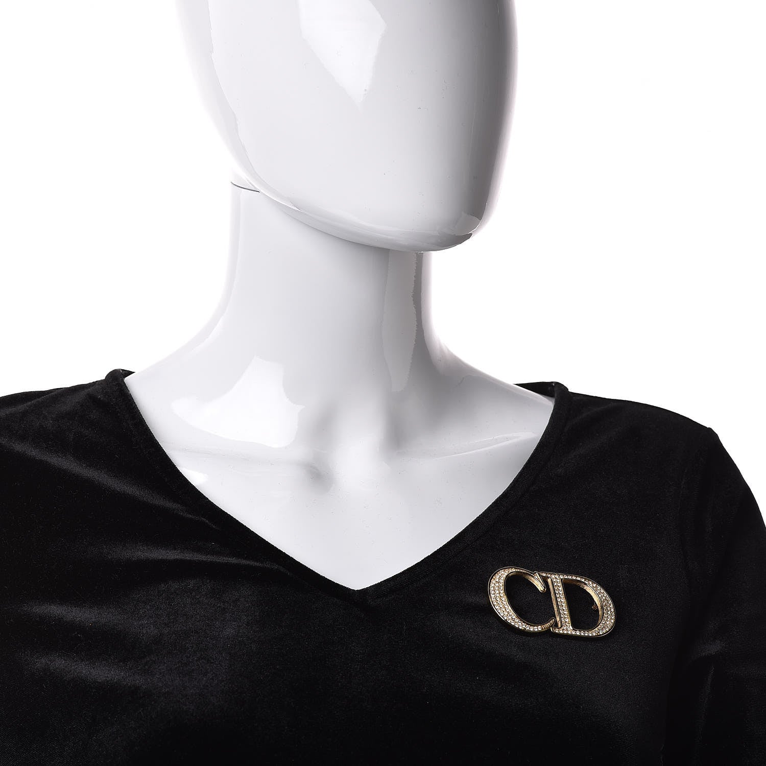 Christian Dior Crystal CD Logo Brooch Gold 2 of 4