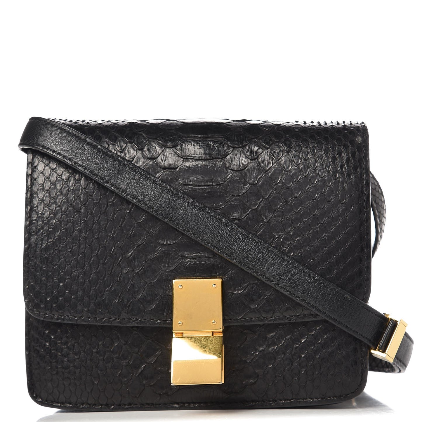 Python Small Classic Box Flap Bag Black