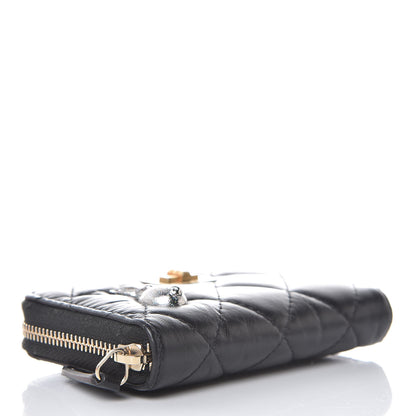 Chanel Aged Calfskin Quilted Lucky Charms Reissue Zip Coin Purse Black 4 of 8