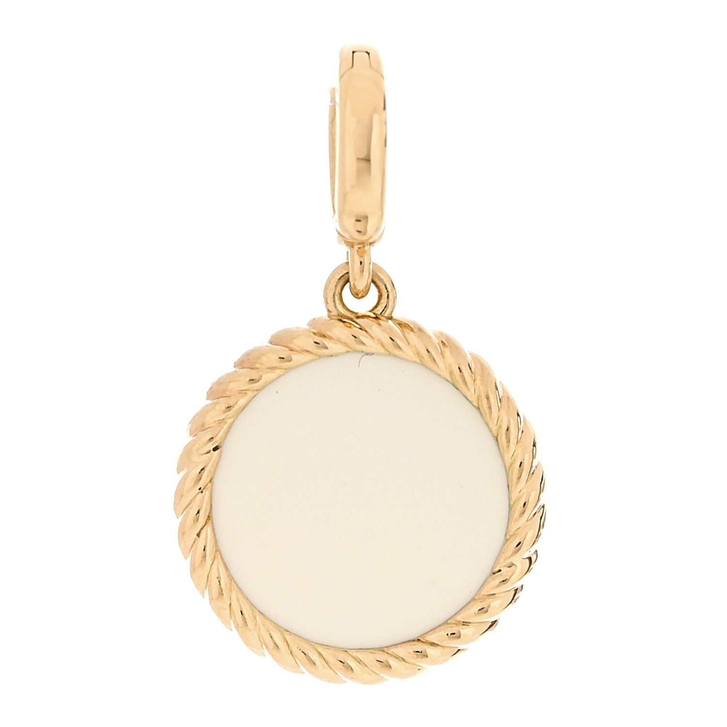 David Yurman 18K Yellow Gold Diamond Enamel Cable Collectibles Enhancer Pendant White 3 of 4