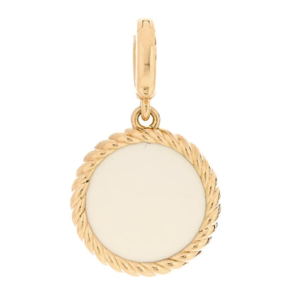 David Yurman 18K Yellow Gold Diamond Enamel Cable Collectibles Enhancer Pendant White 3 of 4