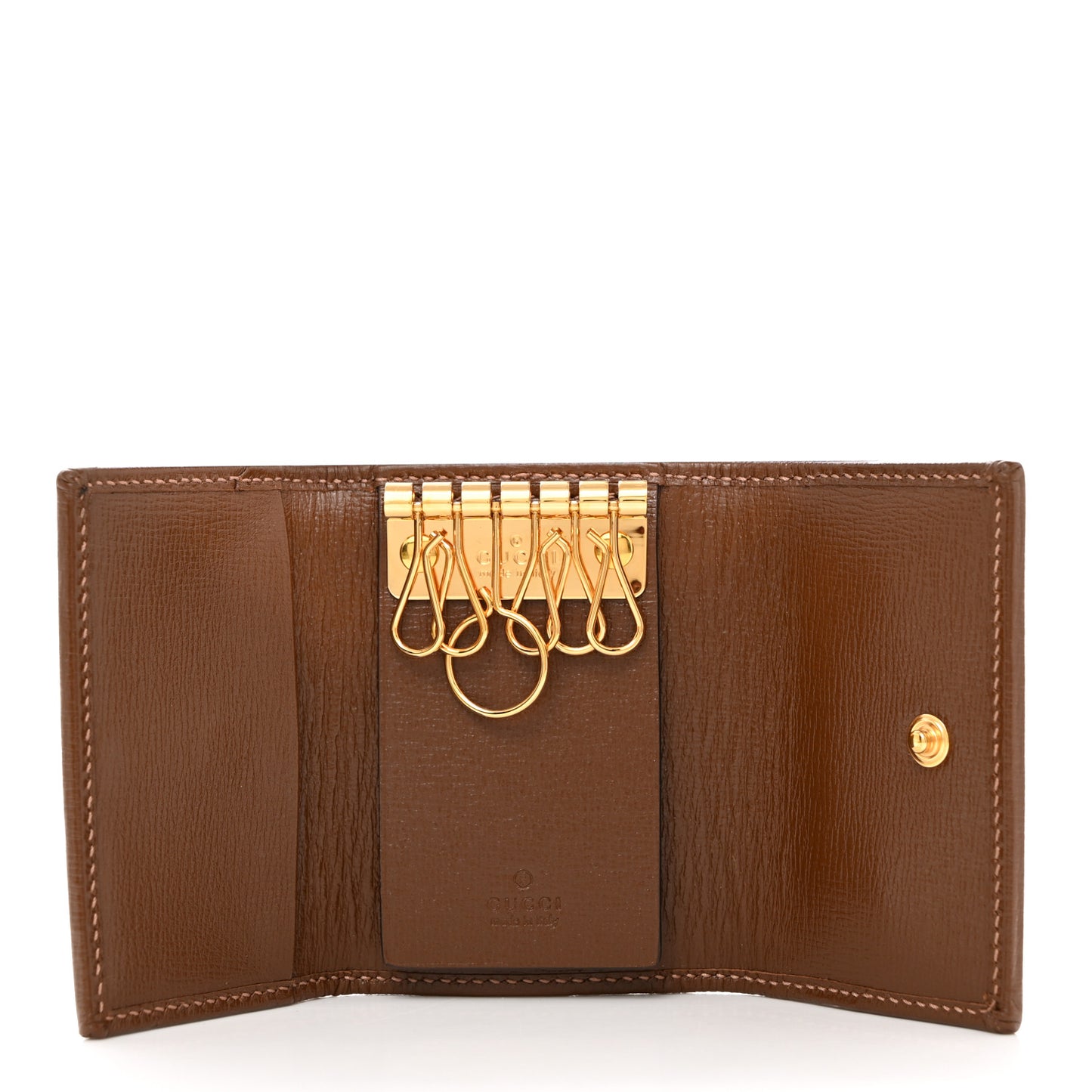GG Supreme Monogram Horsebit 1955 6 Key Holder Case Beige Ebony Brown Sugar