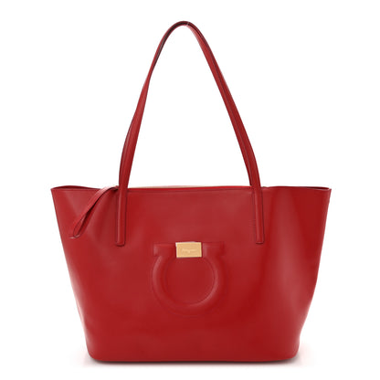 Salvatore Ferragamo Calfskin Medium Gancini Tote Red 1 of 10