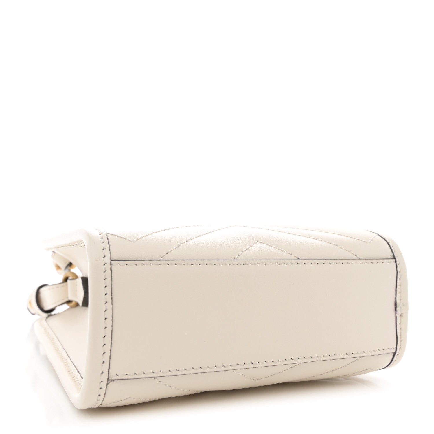 Gucci Calfskin Matelasse Chevron Mini GG Marmont Tote Mystic White 4 of 14