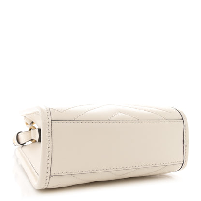 Gucci Calfskin Matelasse Chevron Mini GG Marmont Tote Mystic White 4 of 14